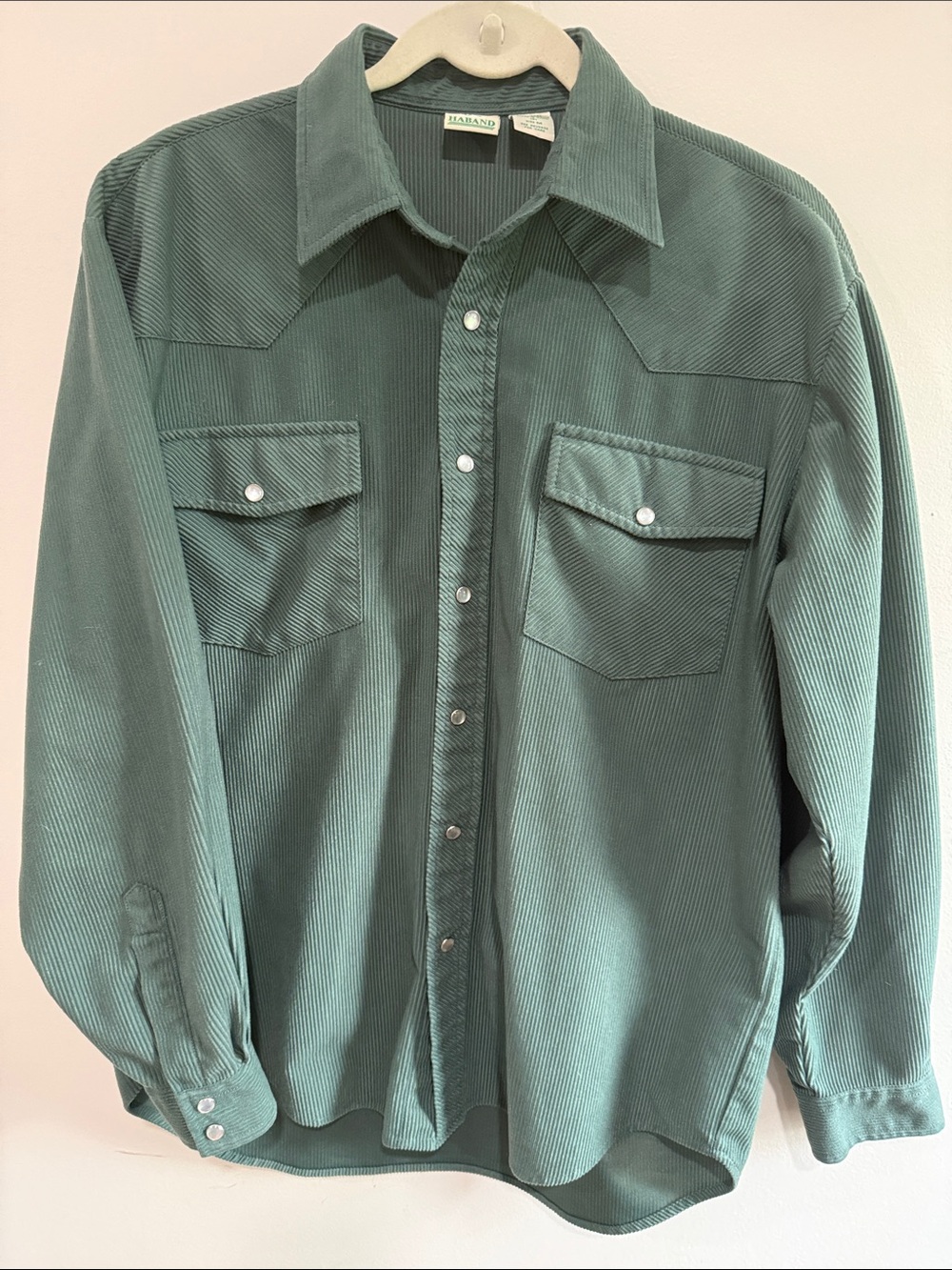 Haband Western Teal Corduroy Snap-Front Shirt Jacket